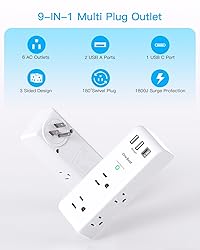 Surge Protector Outlet Extender with Rotating