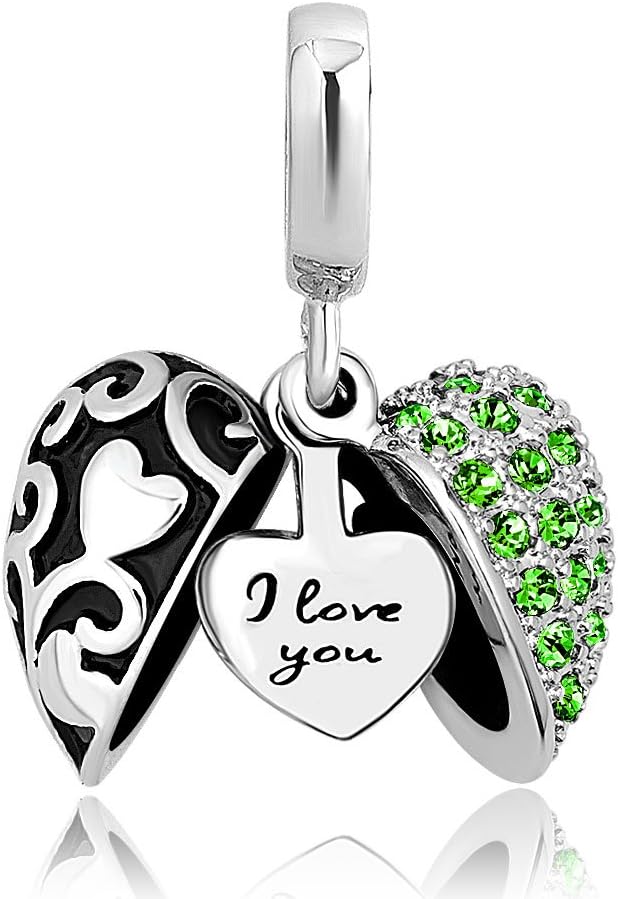 Love You Heart Charm Dangle Bead for Bracelet