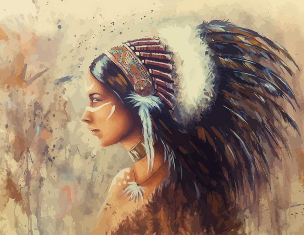 ABEUTY DIY Paint by Numbers for Adults, Indiana Woman 16x20 inches Number Painting Art Therapy (Woman, No Frame)