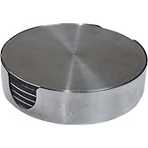 Thirstystone 6-Pack Stainless Steel Coasters in Stainless Steel Holder Attractive Heavy Duty Coasters That Easily Wipe Clean