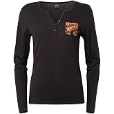 Harley-Davidson Women's Dilemma Long Sleeve Cotton-Blend Henley Tee, Black