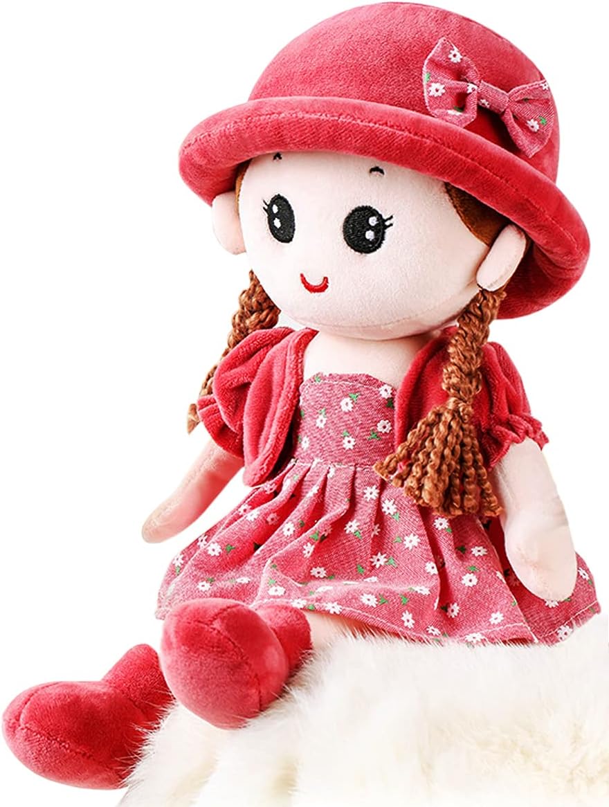 iEasey Adorable Baby Girl Rag Doll with Removable Dress Hat 35cm