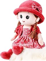 iEasey Adorable Baby Girl Rag Doll with Removable Dress Hat 35cm