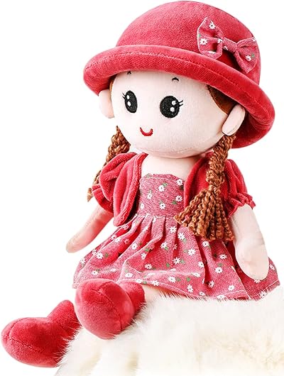 iEasey Adorable Baby Girl Rag Doll with Removable Dress Hat 35cm