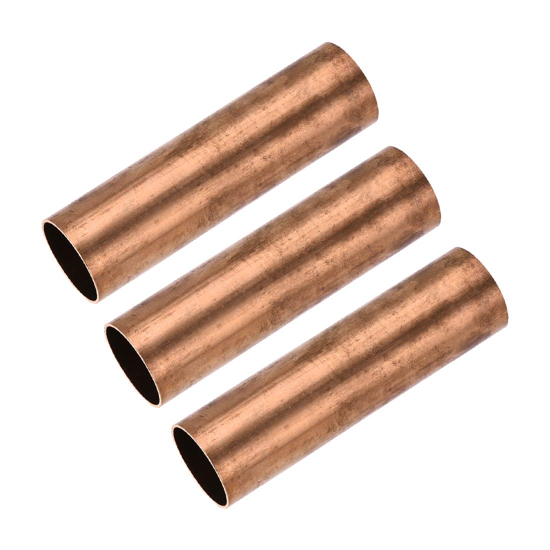 sourcing map Copper Round Tube, 28mm OD 1mm Wall Thickness 100mm Length Straight Pipe Tubing 3 Pcs