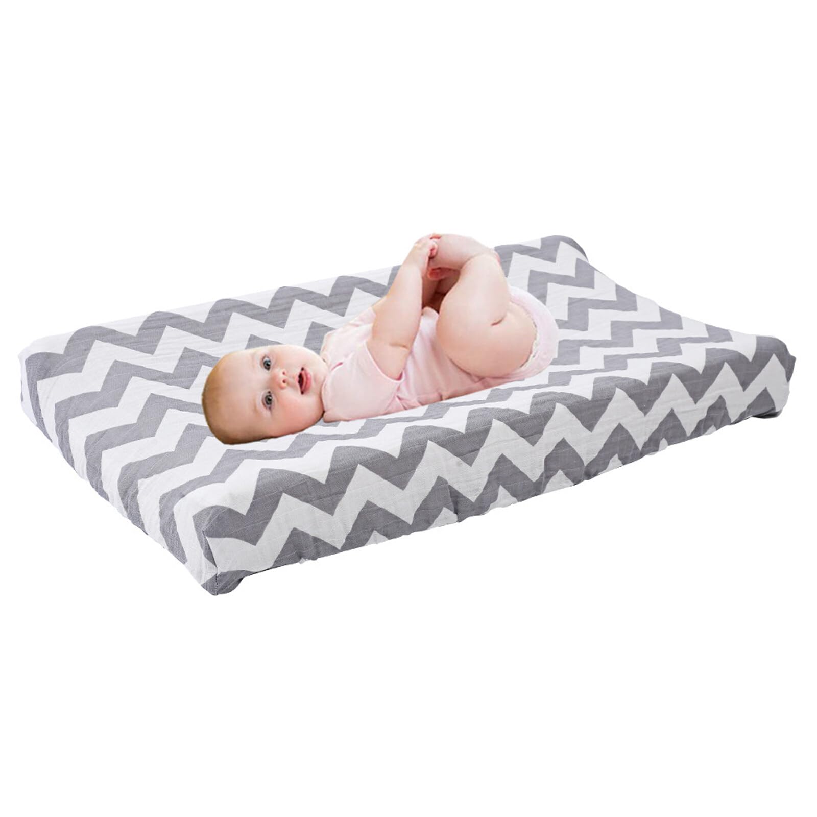 NCONCO Baby Changing Mat, Portable Waterproof Unisex Cotton/Polyester Changing Pad Cover, 32 x 16 x 5, Newborn, Grey, Animal Print, Floral