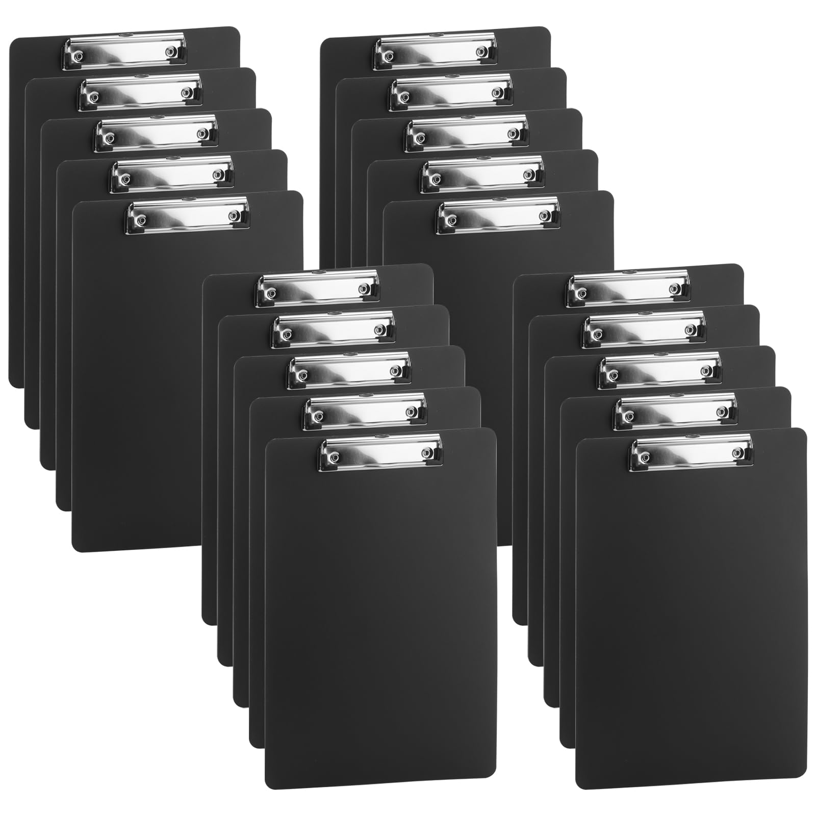 JIAYUET 20 PCS Black A4 Clipboard, A4 Plastic Clipboard with Hanging Hole and Low Profile Clip, Writing Clip Board for Home Office
