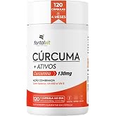 Cúrcuma 120 Cápsulas, 4 Meses de Uso, com Vitamina E, Selênio e B12, Longa Duração 2x Mais, Alto Teor Curcumina, Fortalvit