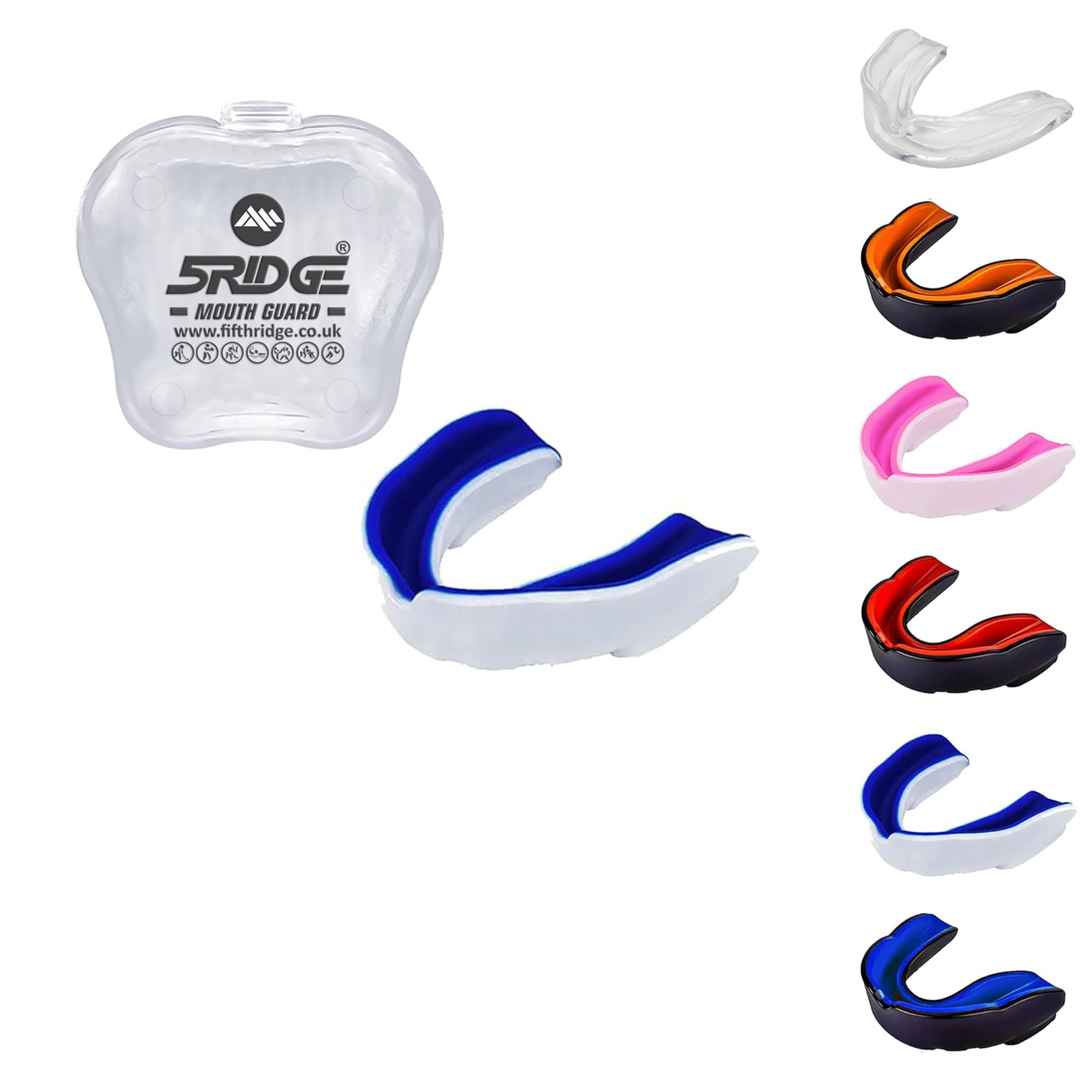 Gum Shield Mouth Guard Adult Youth & Junior Gum Shield for All Contact Sports Mouth Guard Boxing, MMA, Mouthguard Rugby, Football, Lacrosse, Hockey Mouthguard (Blue/White, Juniors Under 11 Years)