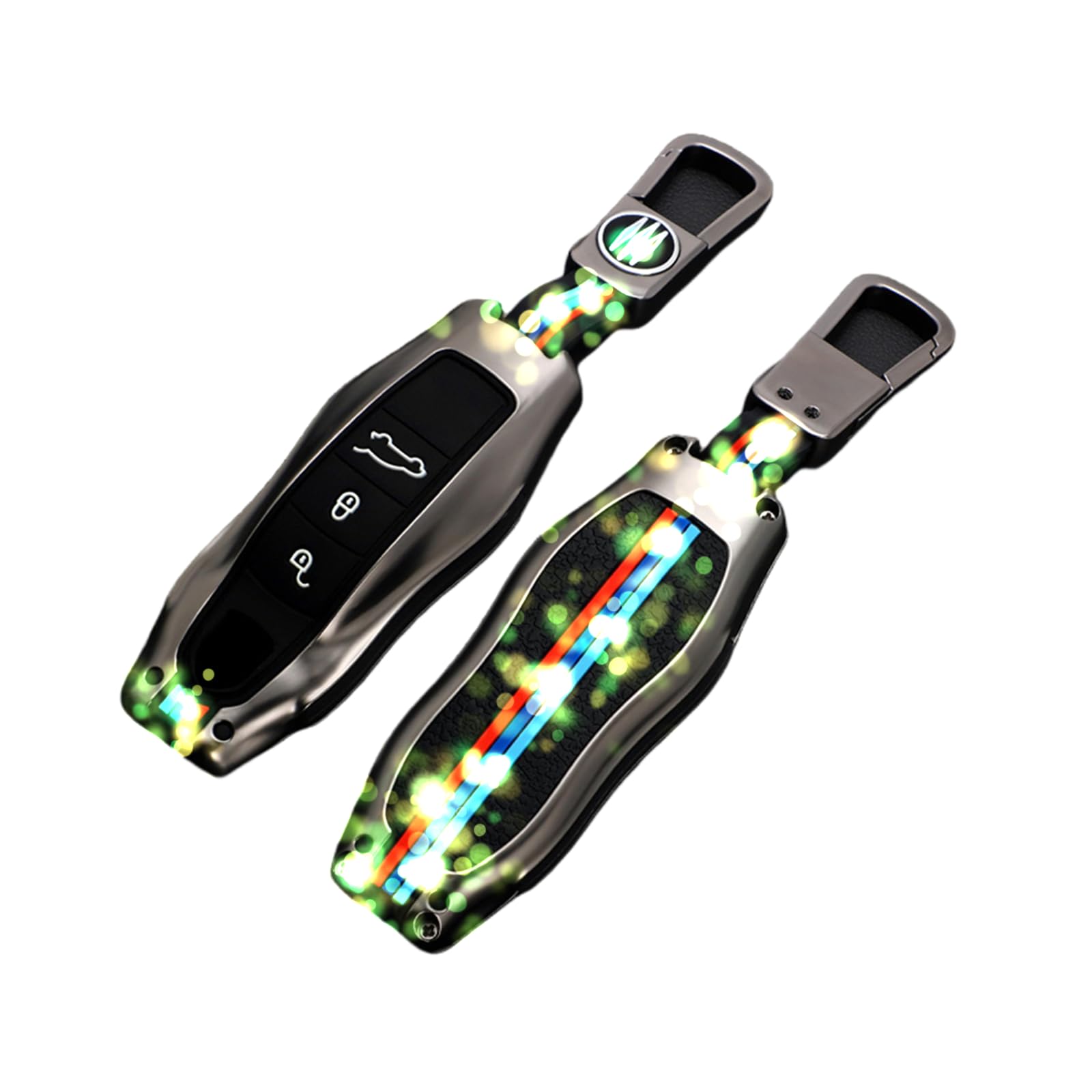 Happyit Zinc Alloy Car Key Cover Cases for Porsche Cayenne 958 911 Lepin 996 Macan Panamera 997 944 924 987 987 gt3 Cayman 987 360° Water Proof Protect with Fluorescence (3 Buttons, Matt color)