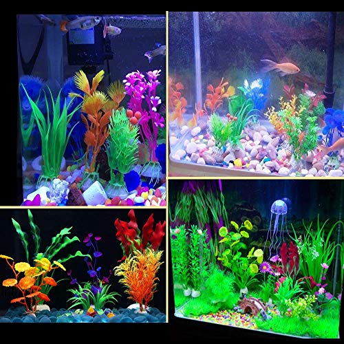 16 Pack Aquarium Decorations Plastic Ornament Plants Fish Tank,for