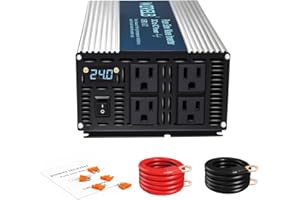 WZRELB 2000W Pure Sine Wave Inverter 24V DC to 110V 120V AC Power Converter with LED Display, Off-Grid Portable Power Inverter with 4 AC Outlets for Home, RV, Truck, Camping