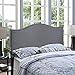 Modway Curl Linen Fabric Upholstered Queen Headboard with Nailhead Trim and Curved Shape in Smoke