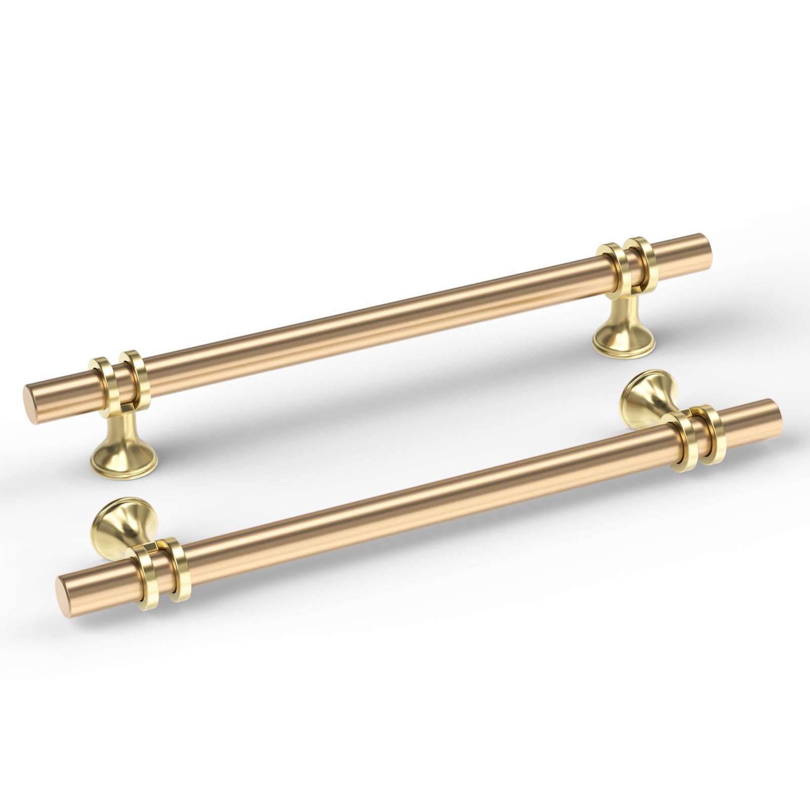 Goldenwarm 10 Pack Gold Kitchen Handles Gold Drawer Handles, 160mm Hole Centers, Aluminum Alloy T bar Drawer Pulls