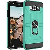 Jeylly Galaxy J7 Case with Kickstand and Screen Protector, [Shock Proof][Turquoise] Protective Hybrid Rubber Plastic Impact D