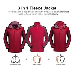 CAMEL CROWN Men’s Ski Jacket 3 in 1 Waterproof