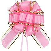 HSXJJ Pull Bows for Gift Wrapping,6 PCS Pink gift bow,6 inches Bow for Gift Basket,Gift Wedding Ribbon Bows for Wrapping Boxes or Flower Decorations(Pink)