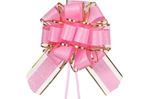 HSXJJ 6 PCS Large Pull Bows,Pink Bows for Gift Wrapping,6 inches Pattern Series,Party Birthday Holiday Gift Wrapping Bow, Christmas, Valentine's Day Present Decoration Bow