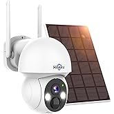 Hiseeu Solar Wireless Security Camera Outdoor, 2.4G & 5G WiFi,Color Night Vision, 360° View, Pan & Tilt, 100% Wire-Free Add o