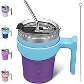 BJPKPK Tumbler With Handle 10oz Stainless Steel Insulated Tumbler With Lid And Straw For Water Or Ice Coffee,Ocean Dream