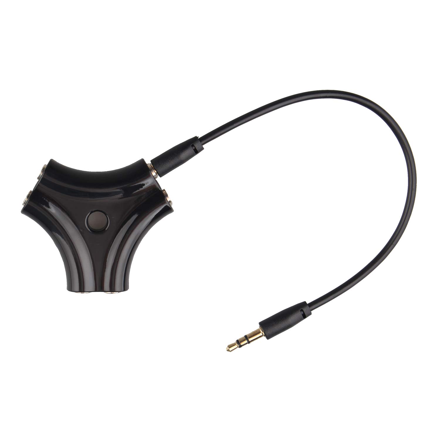 Futheda 5-Way Multi Headphone Audio Splitter Connector, 3.5mm Audio Stereo Headset AUX Adapter with Earphone Earbuds Extension Cord Compatible with PC Tablets MP3 Players - Black