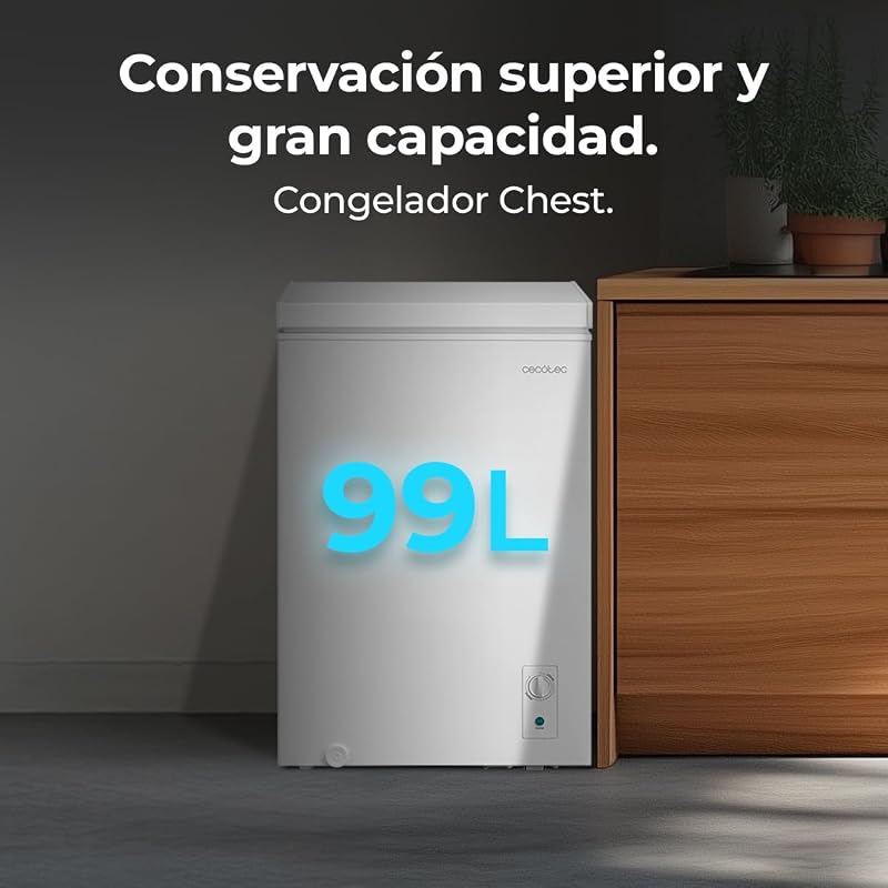 Congelador Horizontal 99L Bolero CoolMarket Chest 99M White D. Cesta con Asas, Control Mecánico LED, UltraContact D-Cool, Dual Function, Puerta ZeroG (80º-30º), Fast Freezing, Compacto