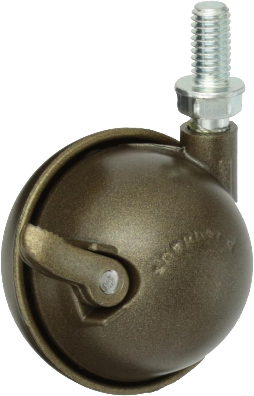 Shepherd Planet Series 2-1/2" Diameter Metal Wheel Caster with Brake, 3/8" Diameter x 3/4" Length UNC16 Threaded Stem, 100 lbs Capacity, Windsor Antique Finish
