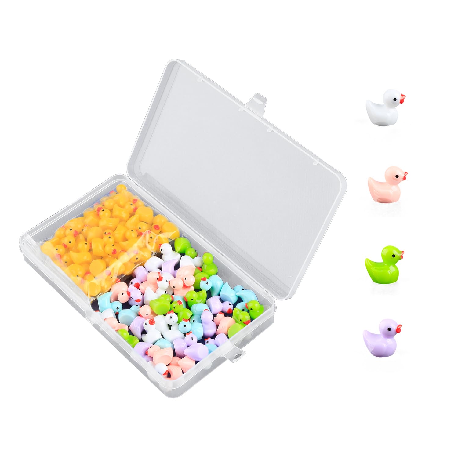 Thyonta 100 PCS Diy Handmade Accessories Resin Parts Micro Landscape Ornament Miniature Glow-in-the-Dark Colorful Ducklings Animal Moss Aquascape Beach Garden Decoration Pool Side