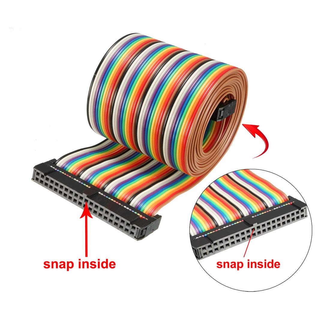 sourcing map IDC Rainbow Wire Flat Ribbon Cable 40 Pins 148cm Length 2.54mm Pitch Type-B, 40P-148cm - Image 4