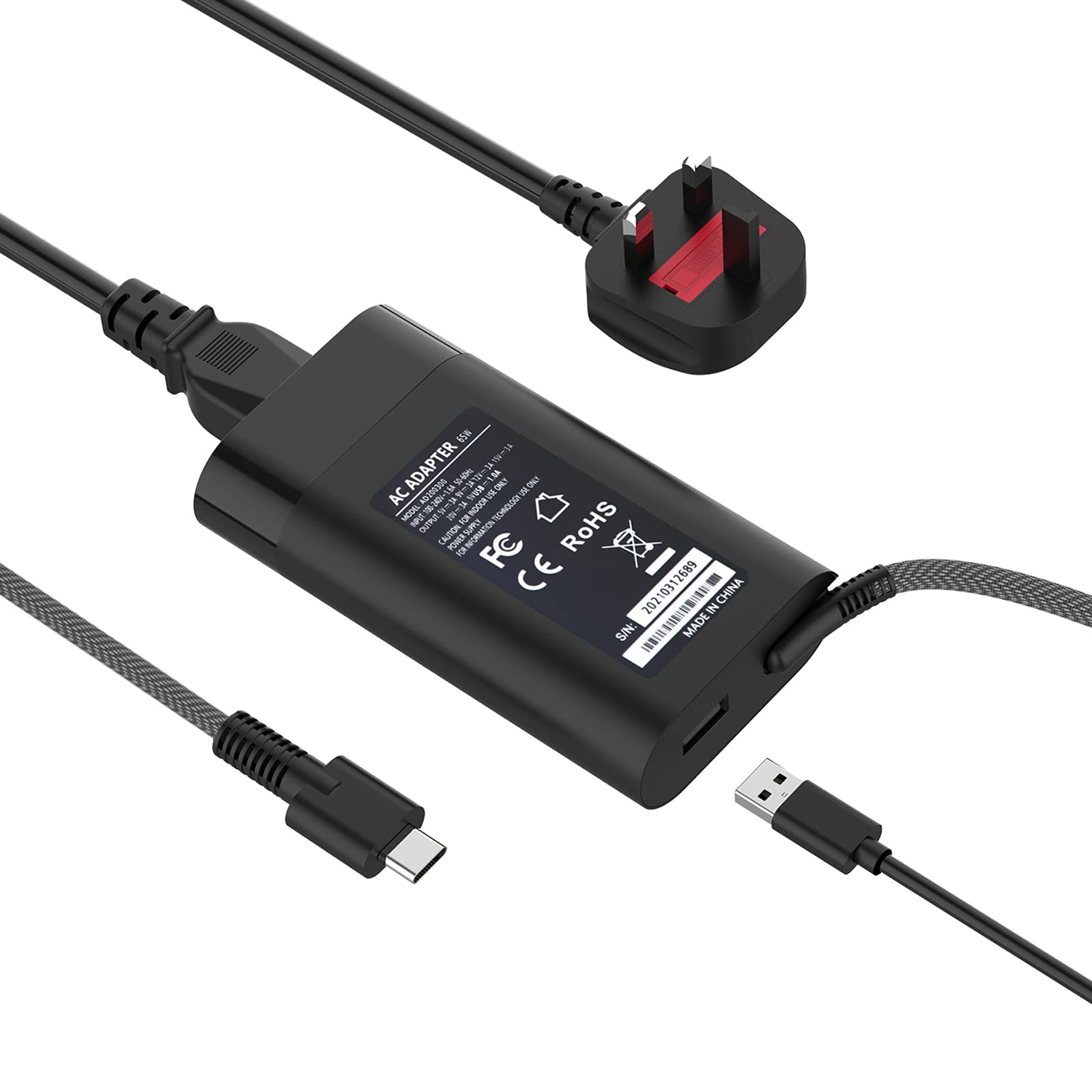 HotTopStar 65W USB-C Laptop Charger Compatible for HP Spectre X360,HP Pavilion x2, HP EliteBook, HP Chromebook 360, HP ProBook, HP Envy, HP Elite x2, HP Split x2 Type C Travel Laptop Power Adapter