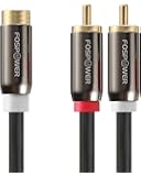 FosPower Y Adapter [8 inch] 2 RCA (Male) to 1 RCA (Female) Stereo Audio Y Adapter Subwoofer Cable [24k Gold Plated] 2 Male to 1 Female Y Splitter Connectors Extension Cord