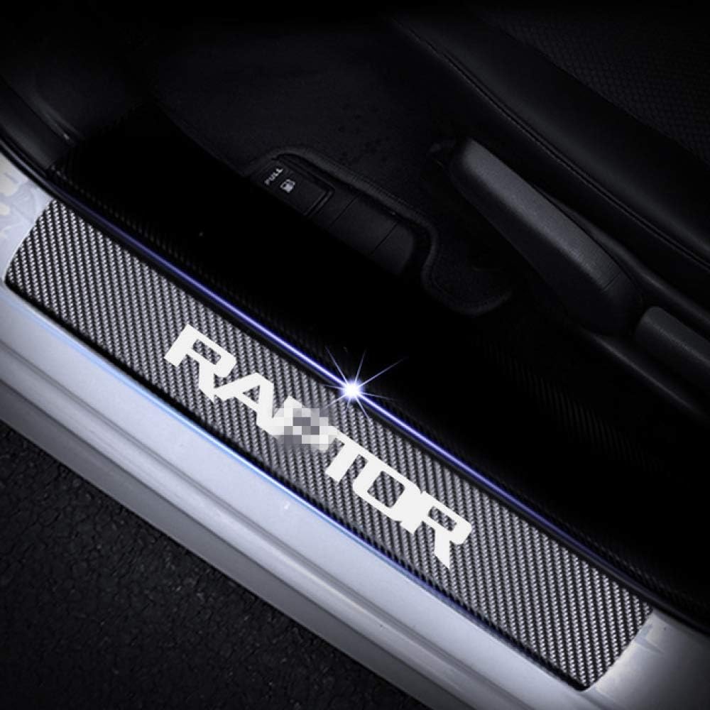 YXSMNB Door Sill Protector Carbon Fiber Vinyl Sticker Car Door Sill Welcome Pedal Stickers Car Accessories 4Pcs,For Ford RAPTOR F 150