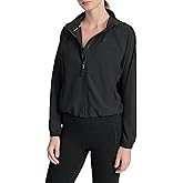 DKNY womens Full Zip Woven High Neck Hooded Jacket
