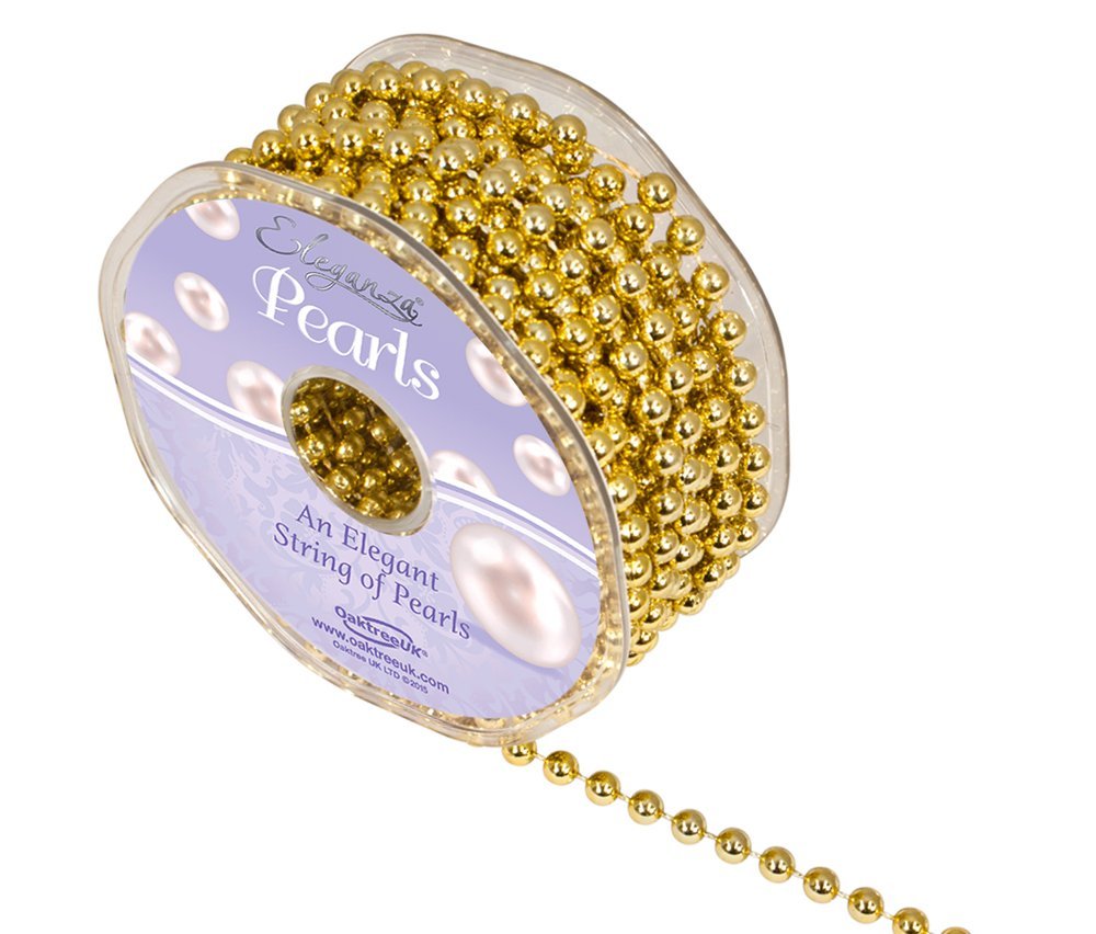 Eleganza Pearl Bead String 6mm x 10m Metallic Gold No. 65, 0.3x0.3x1.05 cm