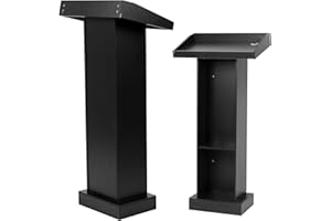 BEQUZON Wooden Black Pulpit for Lecture Wedding Speech Farmhouse Podium Stand for Lectern Presentation Church Classroom