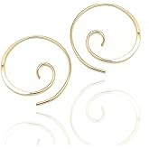 Spiral Hoop Earrings, 14K Gold Filled, 20ga, 22mm Diameter, Smooth, Lightweight, Spiral Earrings for Women, Swirl Earrings Hoop, Gold Pull Through Earrings for Women