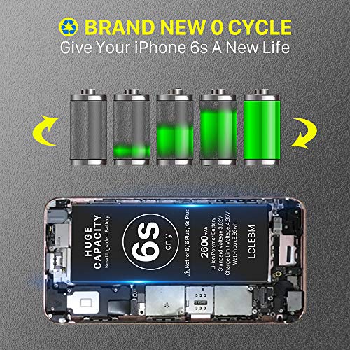 2600mAh [Upgraded] Battery for iPhone 6S, LCLEBM Higher Capacity Battery  Replacement for iPhone 6S Model A1633