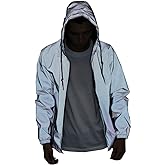 LZLRUN Reflective Jacket Casual Hiphop Windbreaker Night Sporting Coat Hooded Fluorescent Clothing