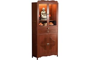VinLeap Bamboo Altar Table, Personal Meditation Altar Cabinet with Storage, Chinese Buddhist Table for Home Living Room, Cultural Exhibitions