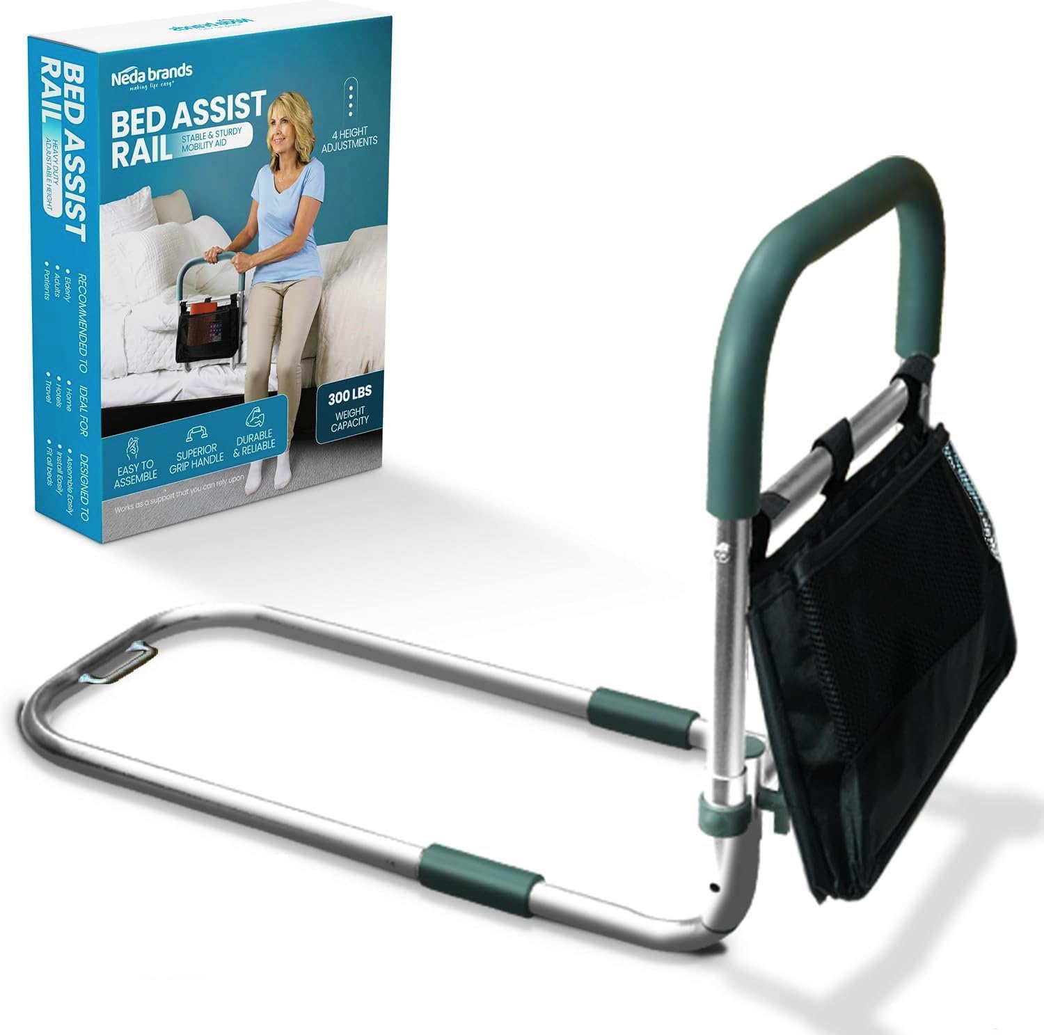 Photo 1 of NEDA Adjustable Bed Rails for Elderly Adults – Medical Bed Assist Handle, Safety Support Rail for Seniors, Bedside Rail for All Bed Sizes, with Storage Bag ASTM F3186-17 & 16 CFR 1270 CPSC Certified