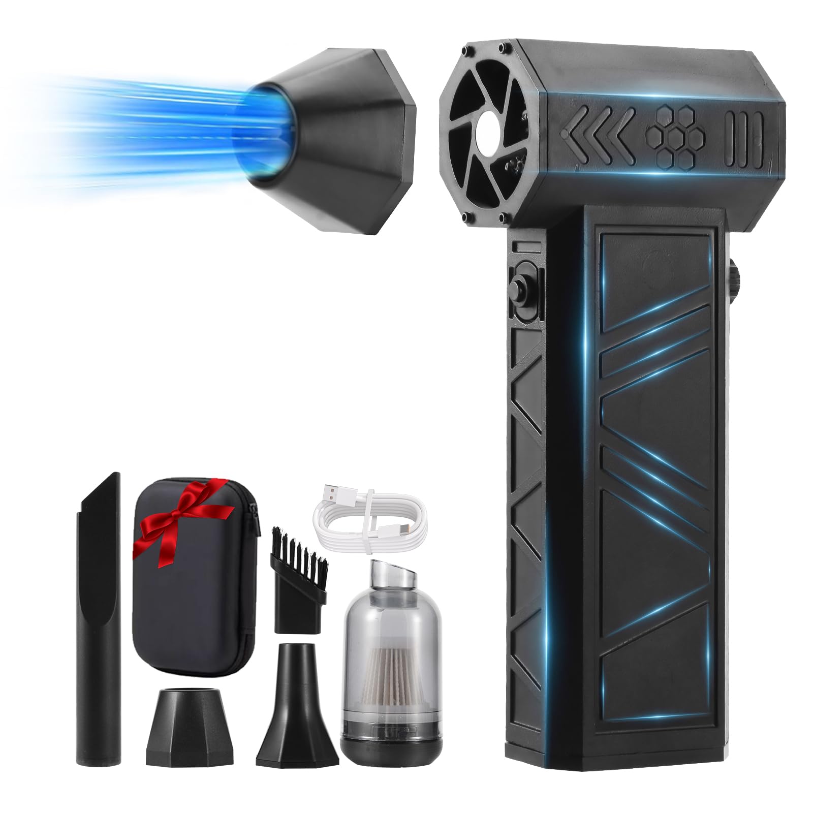 Photo 1 of Electric Compressed Air Duster - 20,0000 RPM Rechargeable Cordless Turbo Blower, Portable Air Blower Gun for Cars, PC, Keyboard, Home & Outdoor Dust Cleaning (Replaces Compressed Air Cans)