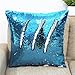 18-Inch Howarmer Cotton Reversible Sequins Mermaid Pillow Cases Magic Sequin (18x18-Inch, Blue-Silver)