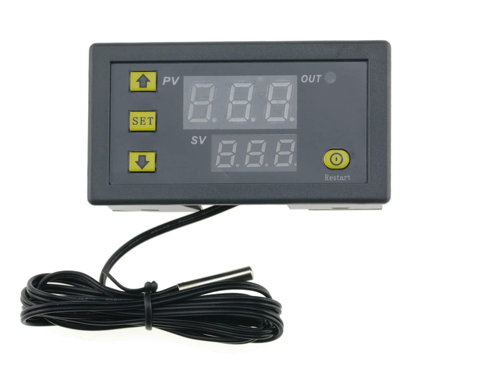 FamilyMall High Accuracy Digital Temperature Controller Temp Alarm Thermostat DC 12V 20A LCD for Cooling Heating Meter