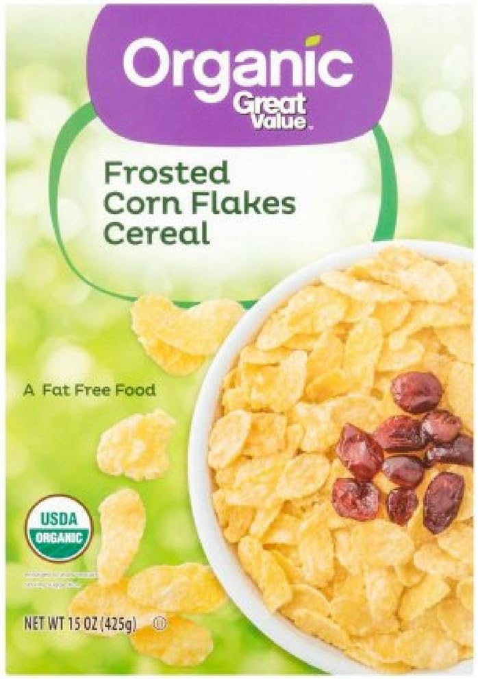 Great Value Organic Frosted Corn Flakes Cereal, 15 Oz