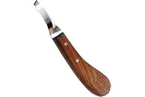 DrTail Hoof Knife Single Sided Edge Curved Blade – Stainless Steel Curved Blade Farrier Tool with Wooden Handle, Multipurpose Hoof Trimming Knife for Livestock, 3-Inch Blade, 8.5-Inch Overall