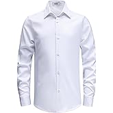 AOTIK Boys Stretch Wrinkle Free Dress Shirts Button Down Shirt Long Sleeve Formal School Uniform Shirts