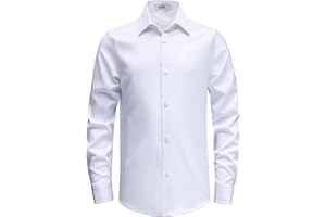 AOTIK Boys Stretch Wrinkle Free Dress Shirts Button Down Shirt Long Sleeve Formal School Uniform Shirts