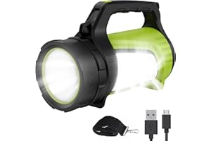 TECLUNG LED Camping Lantern Rechargeable, Spotlight Flashlight with High Lumen Outdoor Emergency Flashlights, Waterproof Searchlight with 7 Light Modes, for Home, Hurricane, Hiking and More, USB Cable