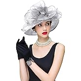 RZTA Women's Kentucky Derby Church Dress Hat Wide Brim Leaf Flower Bridal Shower Hat