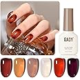 GAOY Jelly Brown Gel Nail Polish of 6 Transparent Nude White Dark Red Colors Sheer Gel Polish Kit for Salon Gel Manicure and Nail Art DIY at Home